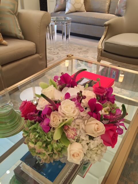 Floral Arrangement on Glass Table